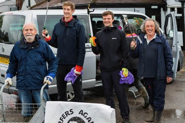 Volunteers take part in the beach clean. Picture: Mike Owens