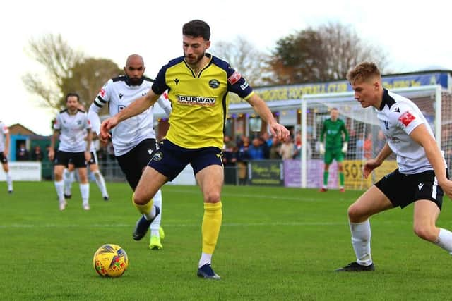 Brad Tarbuck completed Gosport's recovery at Merthyr with a late winner. Picture by Tom Phillips