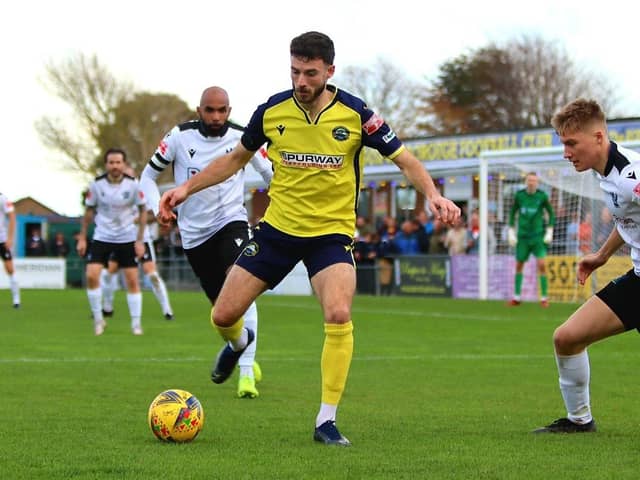 Brad Tarbuck completed Gosport's recovery at Merthyr with a late winner. Picture by Tom Phillips