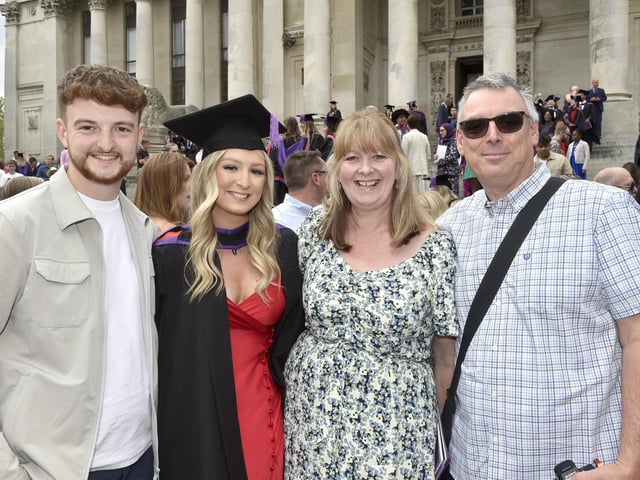 Tamzin Hulson with her boyfriend Harvey Thomas, mum Christine and dad Andrew Hulson from Waterlooville
Picture: Sarah Standing (180723-6742)