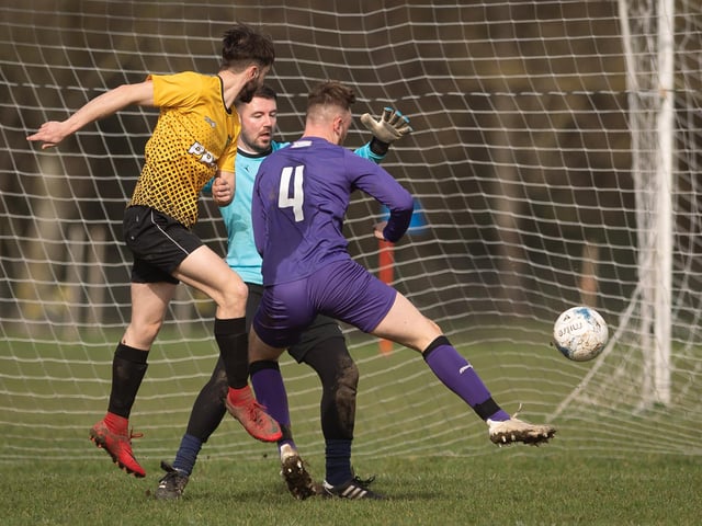 Action from AFC Tamworth's 7-2 victory over Gosham Rangers in Division Two of the City of Portsmouth Sunday League. Picture: Keith Woodland (120321-294)
