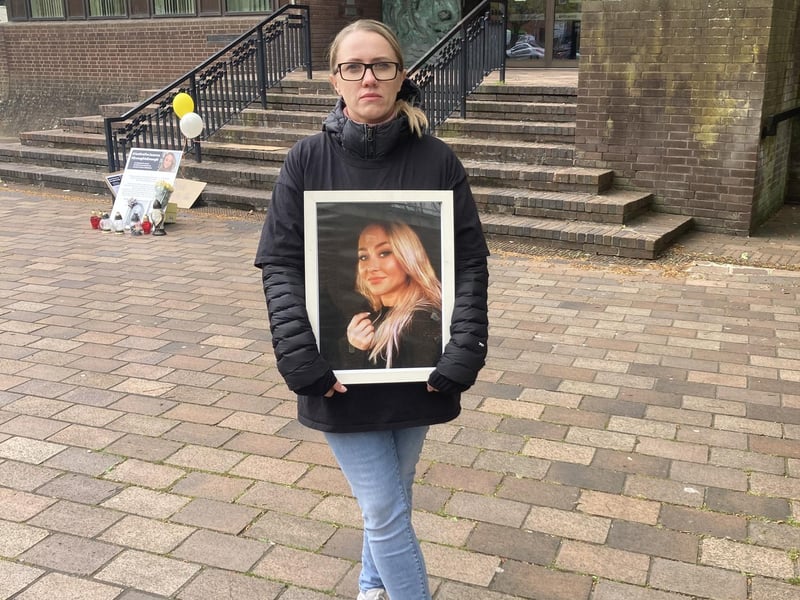 Supporters of Joanna Derkacz outside Portsmouth Crown Court