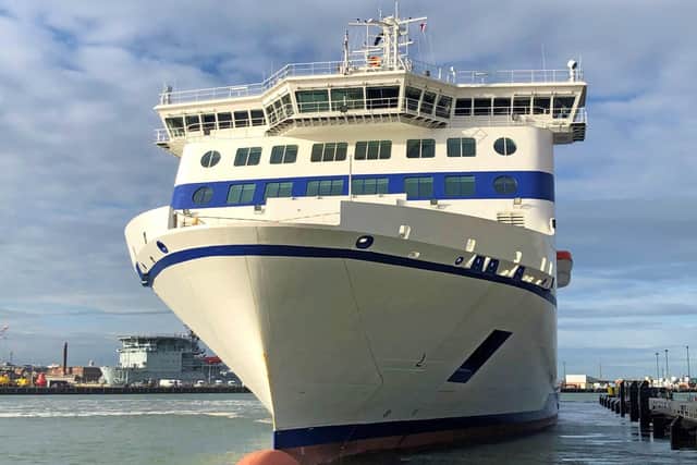 Brittany Ferries' new vessel Salamanca. Pictured here in September 2021 at yard.