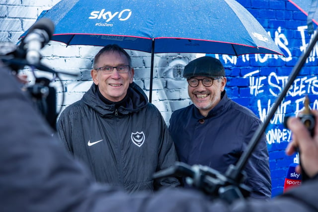The new Pompey mural by MurWalls was officially unveiled on Tuesday afternoon, with Pompey legends Alan Knight and Guy Whittingham in attendance.