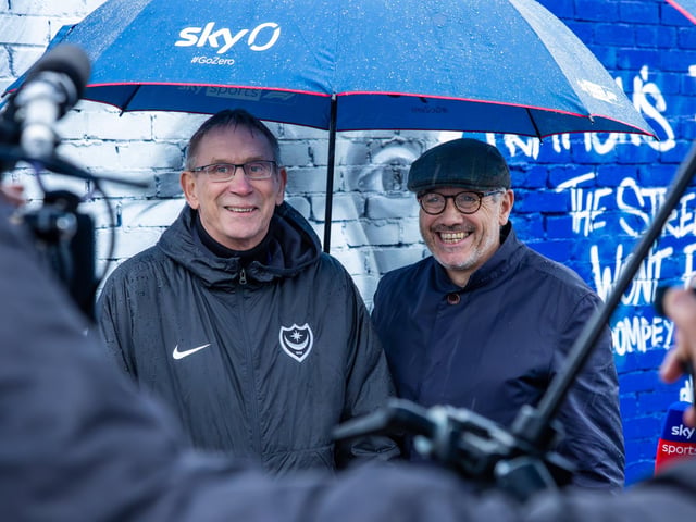 The new Pompey mural by MurWalls was officially unveiled on Tuesday afternoon, with Pompey legends Alan Knight and Guy Whittingham in attendance.