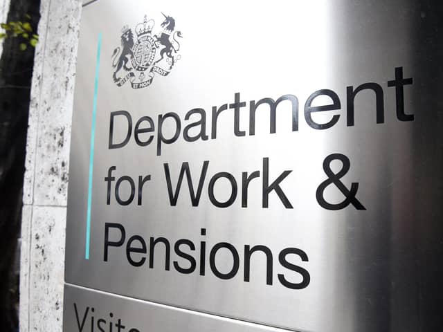 Signage for the Department for Work and Pensions in Westminster, London.