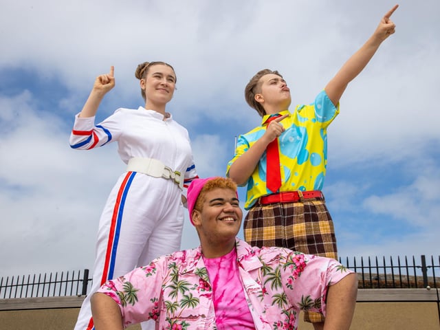 Pictured - Casper Horn, 16 (Spongebob), Stanley Pearl (Patrick), Ella Burgos, 17 (Sandy)  and Jemima Rees, 14 (Patchy the Pirate)Photos by Alex Shute