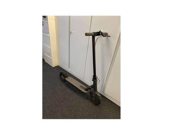 The e-scooter left at the scene of the illegal football match. Picture: Pompey Police via Facebook