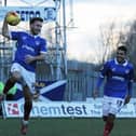 Matt Tubbs celebrates after completing his hat-trick for Pompey at Cambridge in February 2015. Tubbs has recently signed for Wessex Premier League club Bashley who visit Moneyfields on Tuesday.
