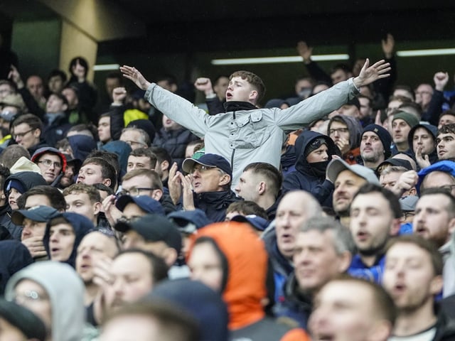 Pompey fans at the Tottenham Hotspur Stadium.