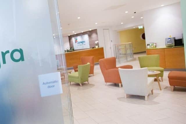 Reception at Optegra Eye Hospital Hampshire