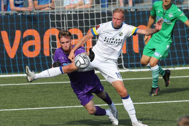 Striker Scott Rendell went close on a couple of occasions for Hawks at Eastleigh. Picture: Dave Haines