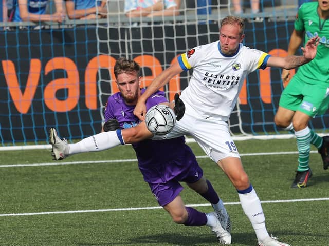 Striker Scott Rendell went close on a couple of occasions for Hawks at Eastleigh. Picture: Dave Haines