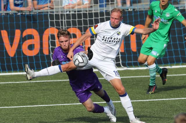Striker Scott Rendell went close on a couple of occasions for Hawks at Eastleigh. Picture: Dave Haines
