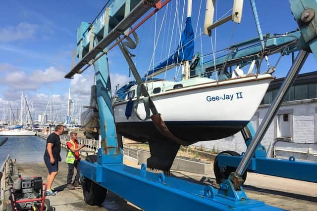The 23ft boat being auctioned off to raise money for Ukrainians in need. Picture: Trevor McAlister