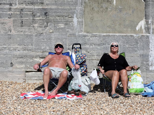 Mike Hazel and Jenny Harris enjoying the sunshine in Old Portsmouth.