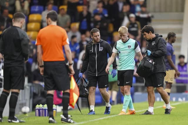 Paddy Lane is forced off against AFC Wimbledon on Tuesday night with injury. Picture: Jason Brown/ProSportsImages