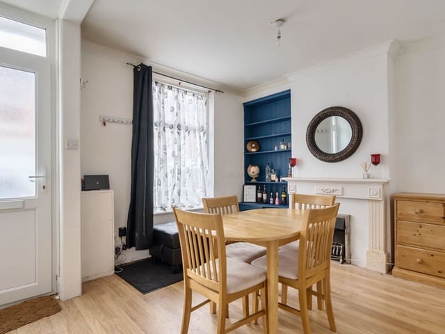 There is a perfect area for a table and chairs for when you have guests over.