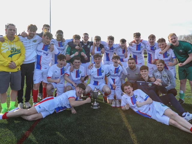 St Vincent/Gosport celebrate cup final victory. Picture: Chris  Moorhouse