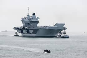 HMS Prince of Wales returning to Portsmouth Harbour on March 26, 2024, after completing NATO Exercise Steadfast Defender.