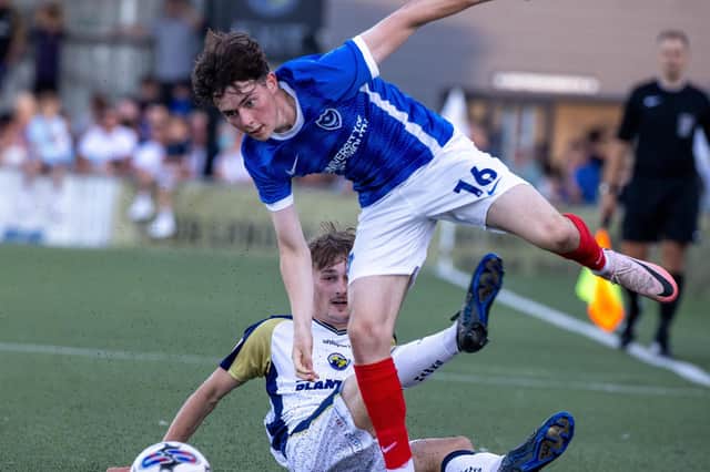 Pompey prospect Harry Clout has returned early from his Bognor loan through injury. Picture: Alex Shute