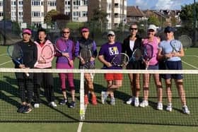 Court X 1 v Court X 2 (from left): Leah Clifton, Chrissie Cresta, Ashley Law, Caroline Hardy, Lynn Candlish, Amanda Freeman, Wendy Evans and Clare Keiditsch