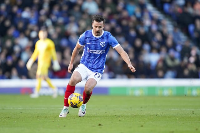 Joe Rafferty looks to launch a Pompey attack against Blackpool. Picture: Jason Brown/ProSportsImages