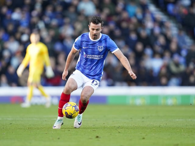 Joe Rafferty looks to launch a Pompey attack against Blackpool. Picture: Jason Brown/ProSportsImages