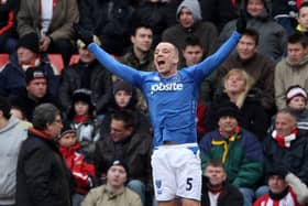 Jamie O'Hara celebrates scoring for Pompey in their 4-1 FA Cup victory at Southampton in 2010.  Picture: Phil Cole/Getty Images