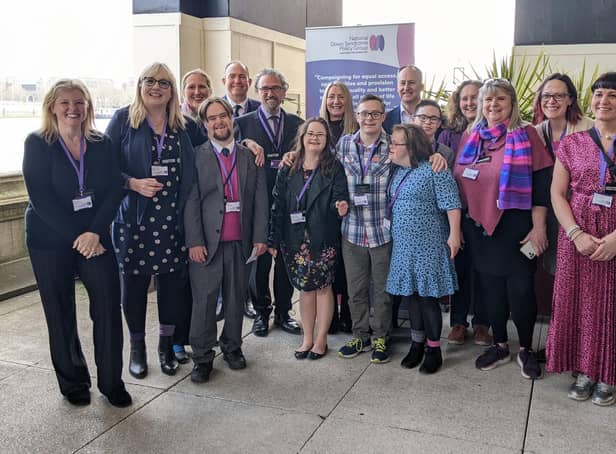 The founding officers of NDSPG celebrate World Down Syndrome Day two weeks ago at the House of Commons. Picture: Emily Turner