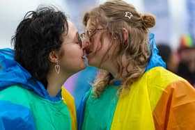 Happier days... Portsmouth Pride 2025, Zoe Wortt and Michelle Penn, right, on Southsea seafront. This year’s event had to be cancelled because of atrocious weather.
Picture: Chris Moorhouse (070625-060)