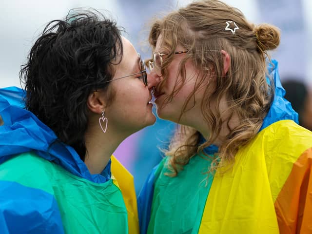 Happier days... Portsmouth Pride 2025, Zoe Wortt and Michelle Penn, right, on Southsea seafront. This year’s event had to be cancelled because of atrocious weather.
Picture: Chris Moorhouse (070625-060)