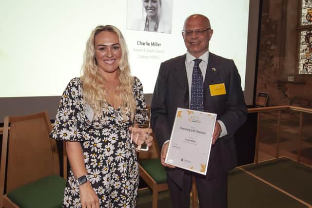 Charlie Millier receives her Improving Life Chances Award
