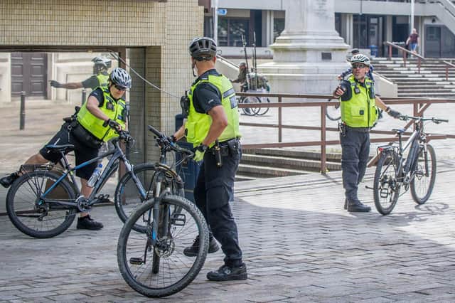 Police presence at Guildhall Square earlier this year. Picture: Habibur Rahman