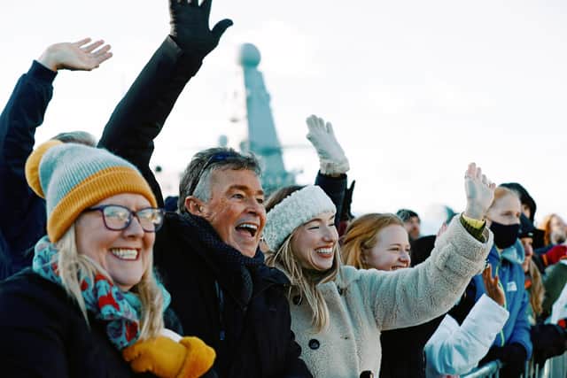 A sea of joy as families cheer on HMS Kent back into Portsmouth