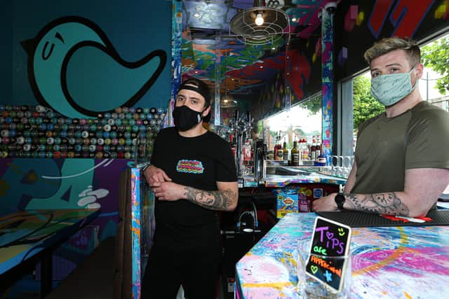 General manager Ellis Bloy, left, and assistant manager Robert Marsh. Bangerz 'n' Burgerz are opening a new store in West St, HavantPicture: Chris Moorhouse (jpns 210621-30)