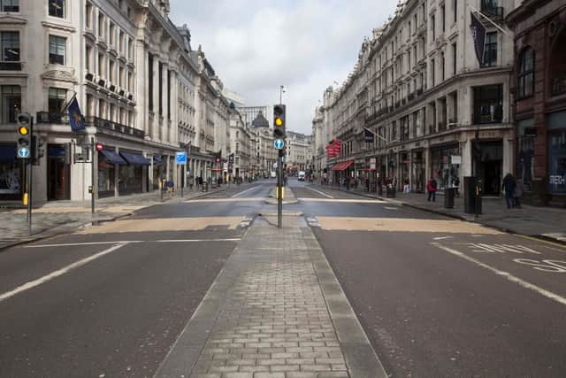 A quiet Regent Street in London after the Prime Minister said Covid-19 'is the worst public health crisis for a generation'. Picture: Rick Findler/PA Wire