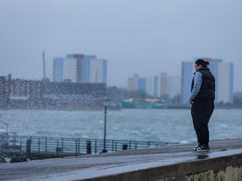 It was a quieter day than expected in Southsea and Old Portsmouth with only a few hardy walkers and runners venturing out into the wind and rain.