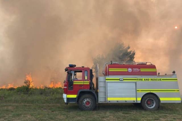 The fire broke out on Friday, June 16, near Longmoor Amy Camp. Picture: HIWFRS.