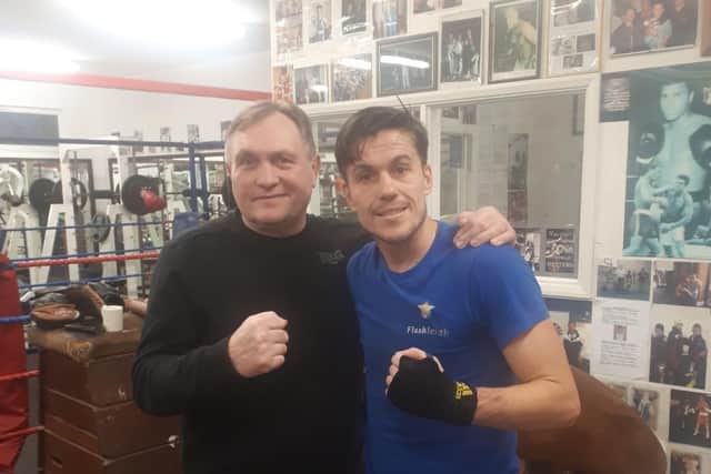 Ashley Leigh, right, with Guildford City Boxing Club head coach and his trainer John Edwards