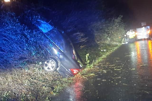A 32-year-old man from Portsmouth was arrested on suspicion of drug driving after crashing his car on the A3(M). Picture: Hampshire Roads Policing Unit.