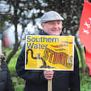A protest took place on Thursday, November 24, outside Southern Water at Budds Farm in Southmoor Lane, Havant.
Picture: Sarah Standing (241122-3034)