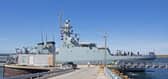 HMS Medway berthed at East Cove port, her home in the Falklands. Picture: Royal Navy.