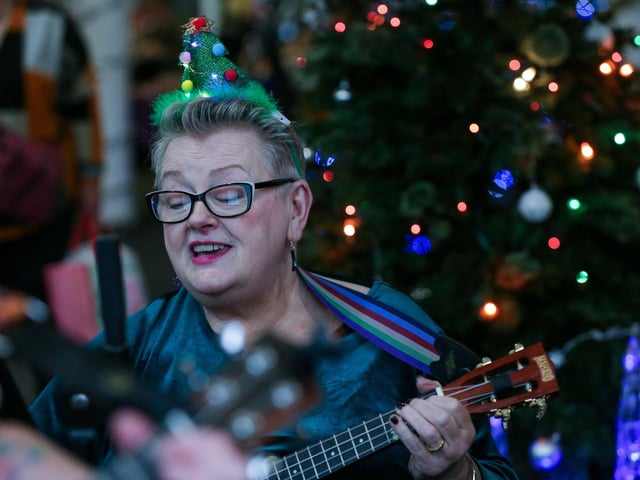 The Ukes of Hazard perform at the HTC Christmas Fayre 2024. Picture: Chris Moorhouse (161124-46)