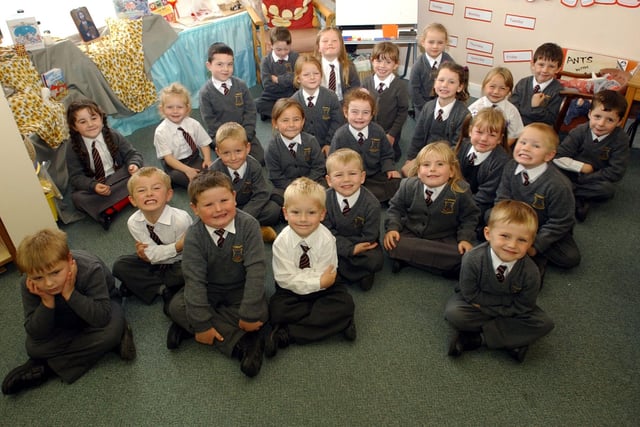 The reception class at St Teresa's RC Primary in 2003. Do you recognise anyone in the photo?
