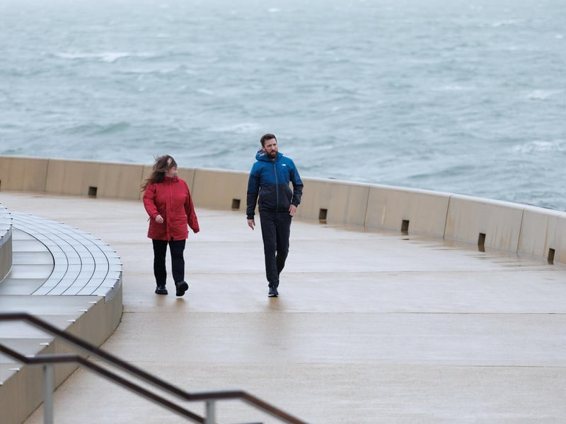 It was a quieter day than expected in Southsea with only a few hardy walkers and runners venturing out into the wind and rain.