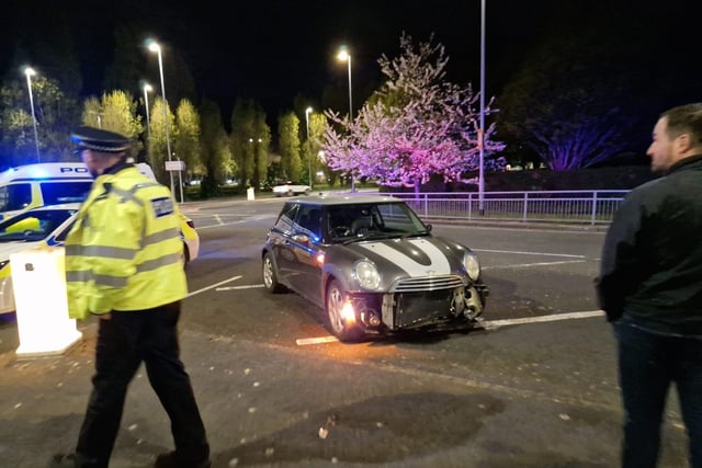 Crash scene outside McDonald's in Cosham on Monday evening