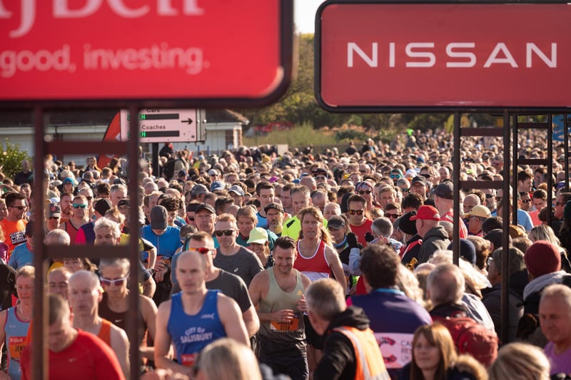 Pictured is: Runners waiting to join the race.

Picture: Keith Woodland
