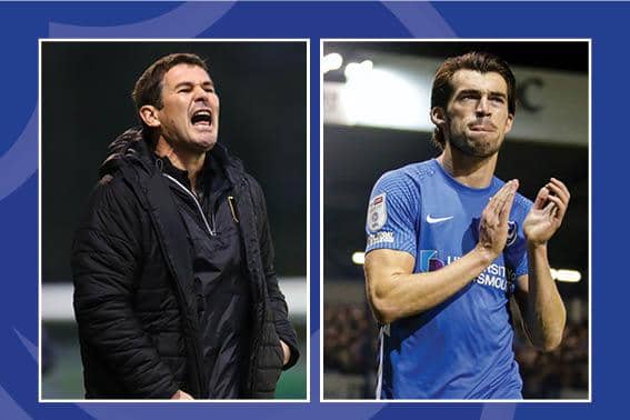 From left: Mansfield boss Nigel Clough and Pompey striker John Marquis