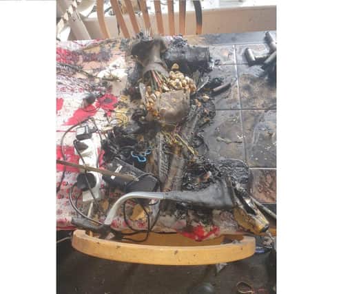 Damage to a flat in Hewett Road, North End, caused by an exploded e-scooter battery. Picture: Hampshire and Isle of Wight Fire and Rescue Service